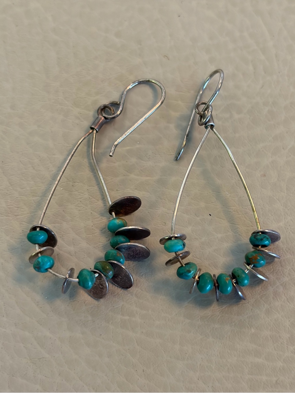 Sterling Silver Teardrop Earrings with Turquoise Beads